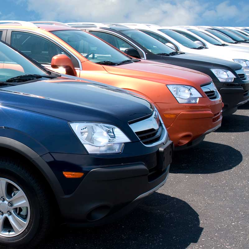 fleet of cars from car rental company
